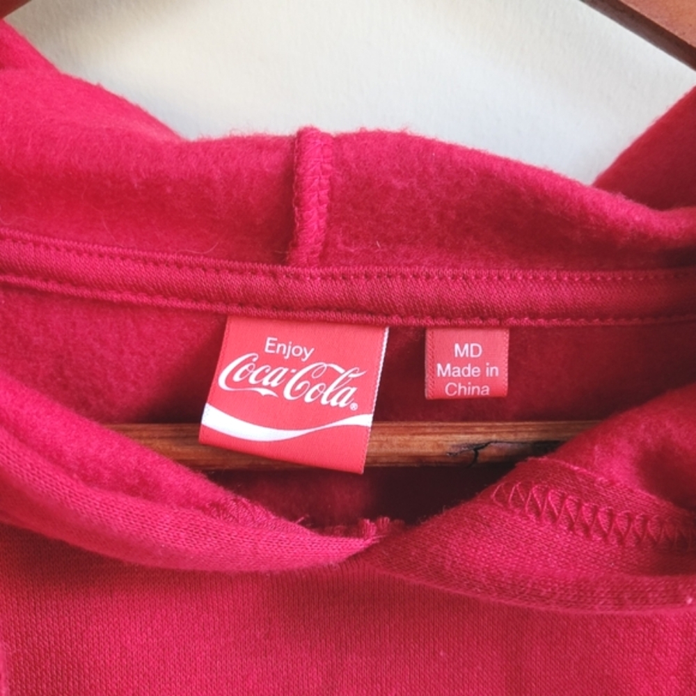 Coca-Cola Cropped Sweatshirt Hoodie Red Women's Medium Cozycore - Picture 3 of 5